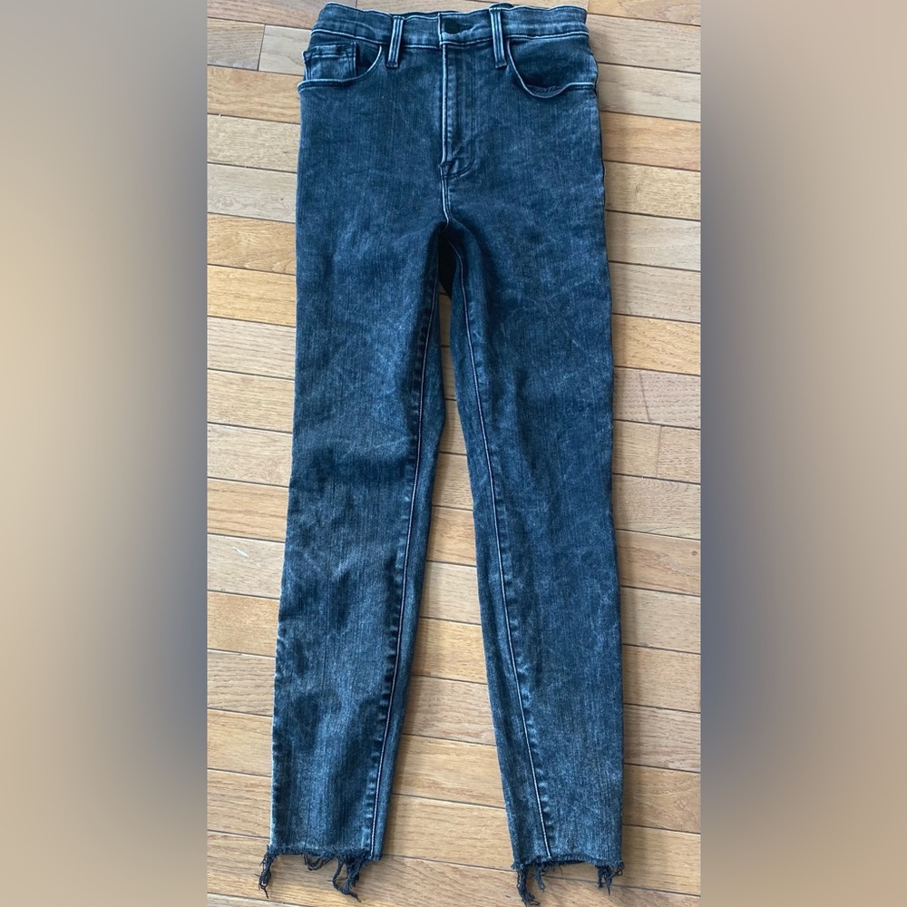 NWOT Frame Ali High Rise Cigarette black acid washed